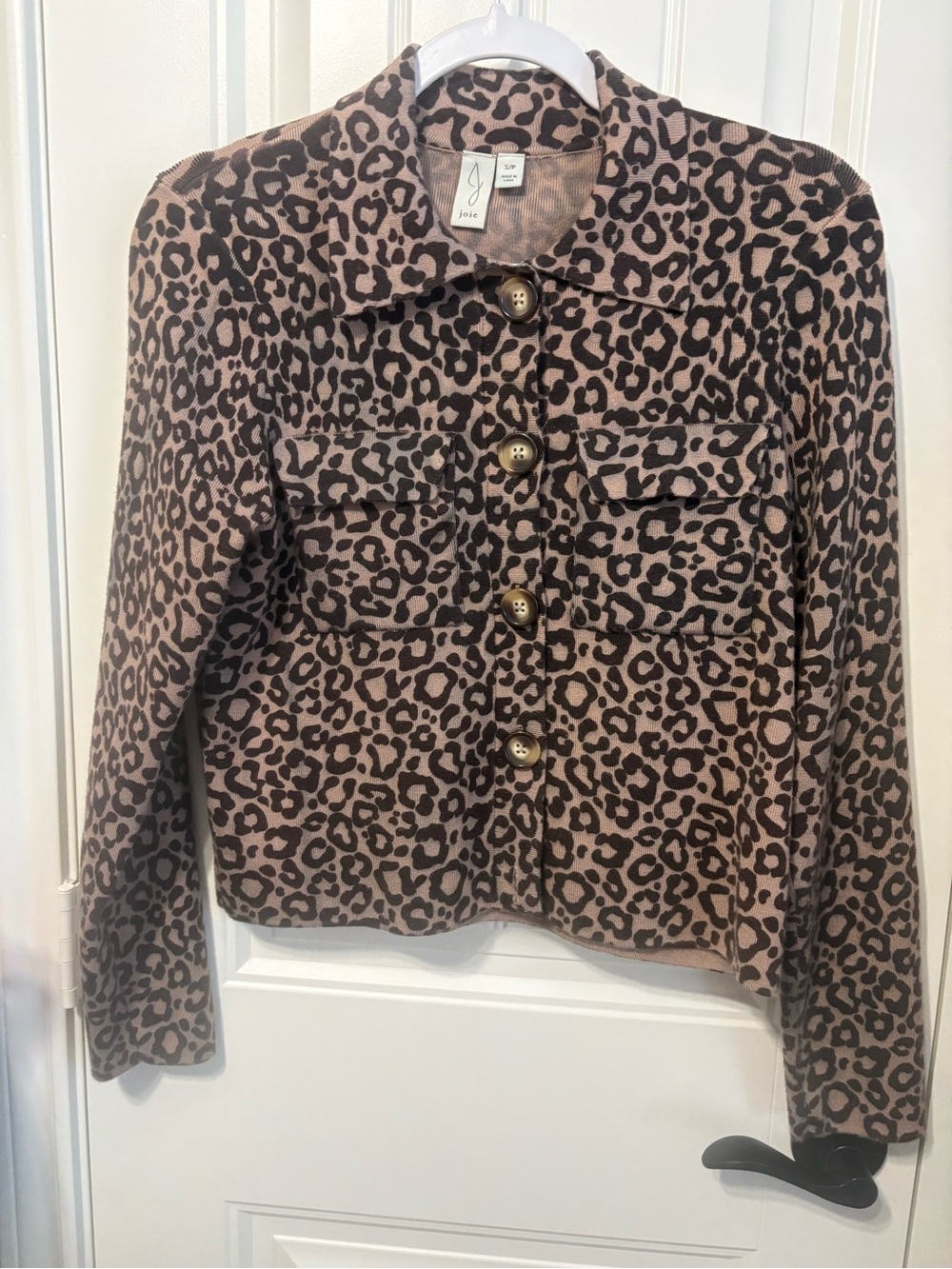 Joie Leopard-Print Cropped Jacket - Brown/Black - Picture 2 of 5